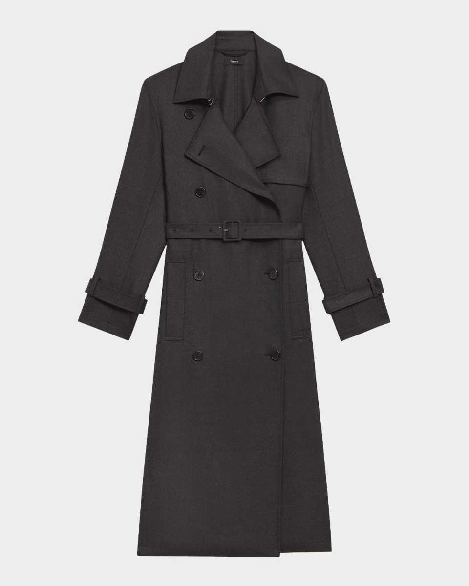 Double-Breasted Wool-Blend Trench Coat