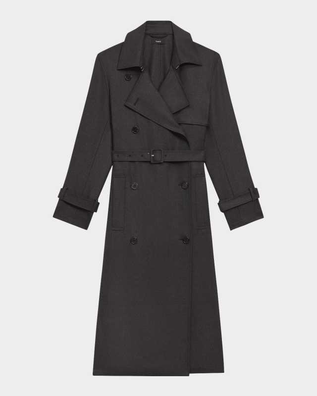Double-Breasted Wool-Blend Trench Coat