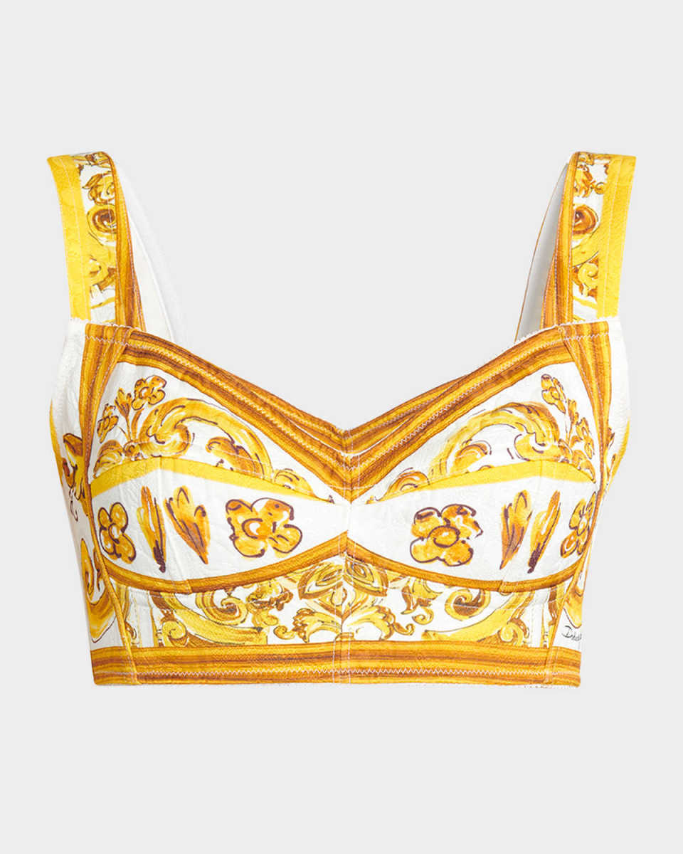 Tailored Brocade Print Bra Top