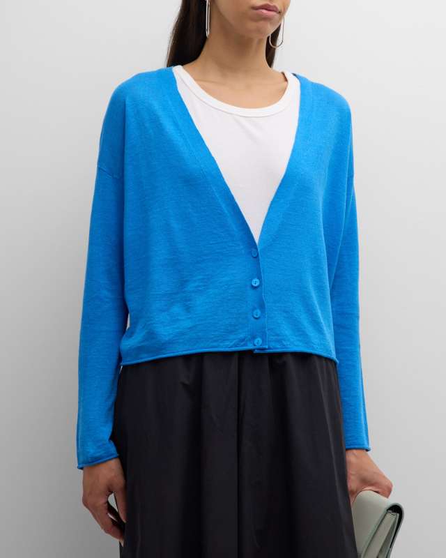 Raglan-Sleeve Organic Linen-Cotton Pullover