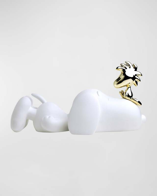 Snoopy and Woodstock Figurine - Glossy White & Chromed Gold