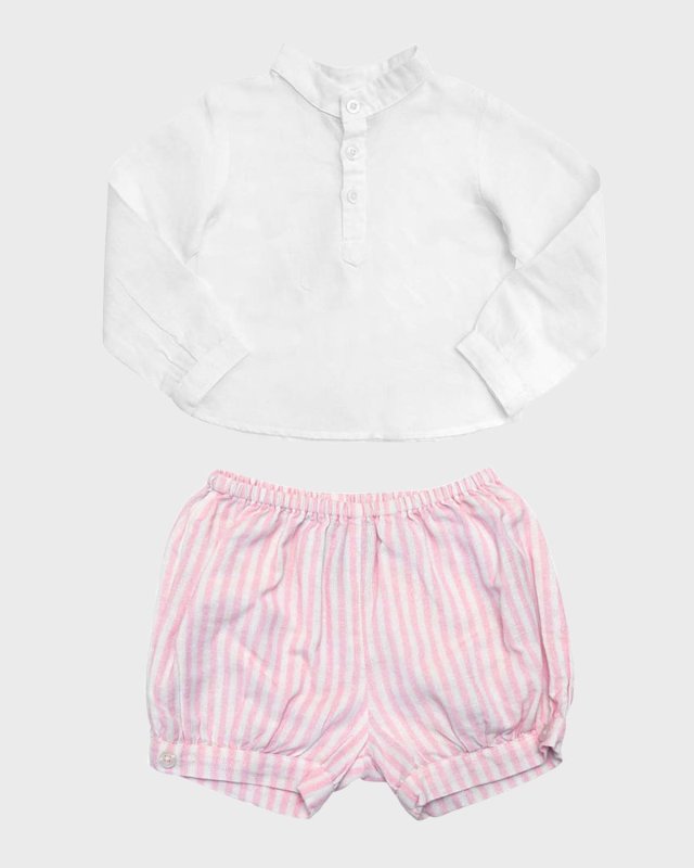 Girl's Blouse W/ Bloomers Two-Piece Set, Size Newborn-24
