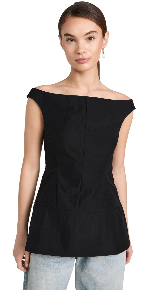 Tibi Schema Sculpted Top Black