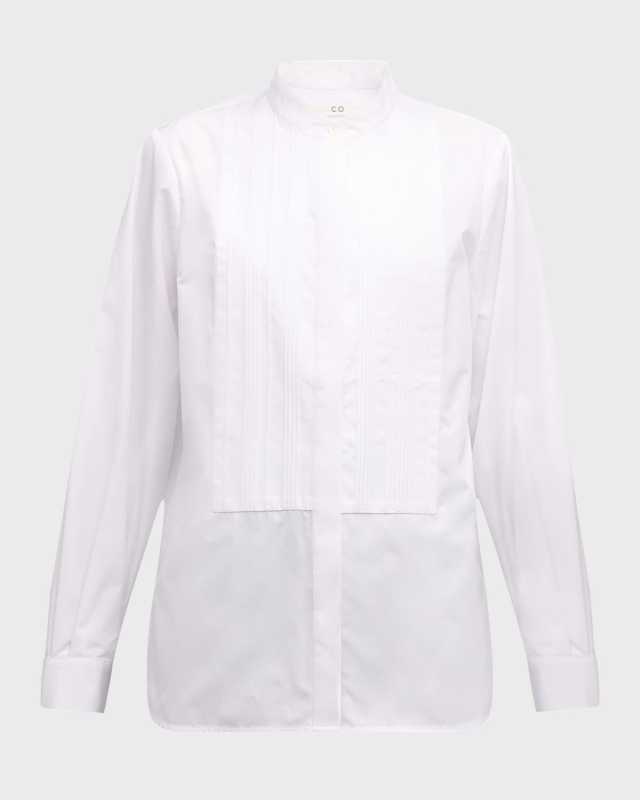 Pleated Bib-Front Tuxedo Shirt