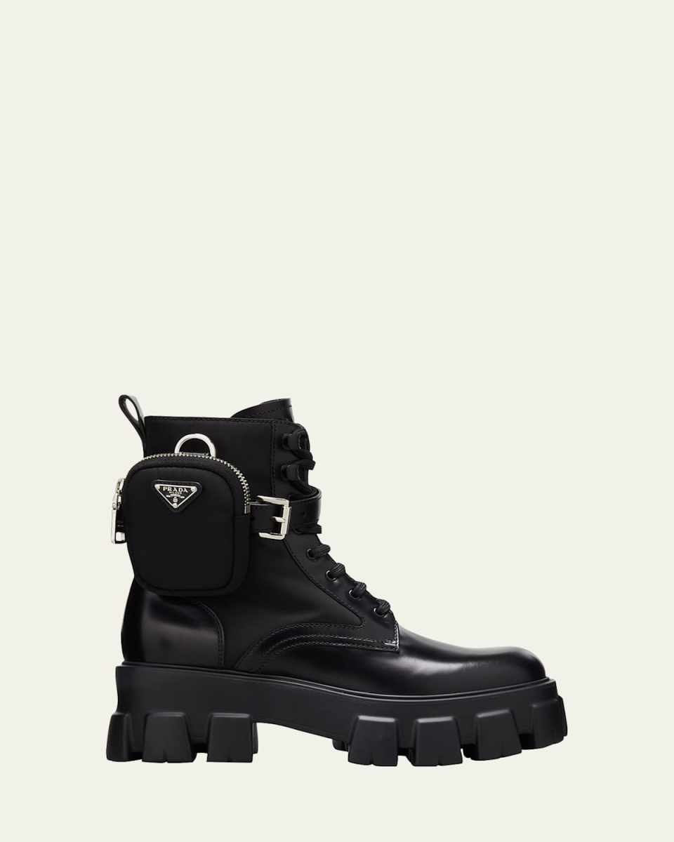 Leather Zip Pocket Combat Booties