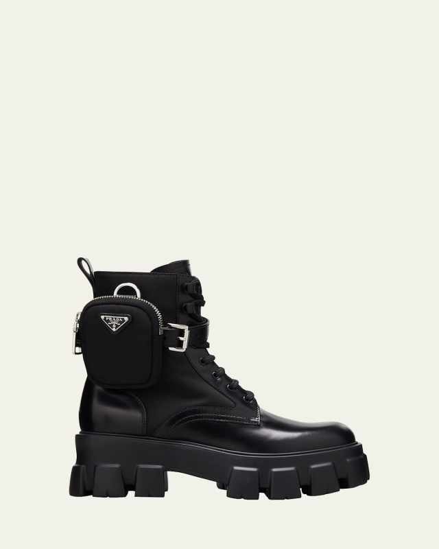 Leather Zip Pocket Combat Booties