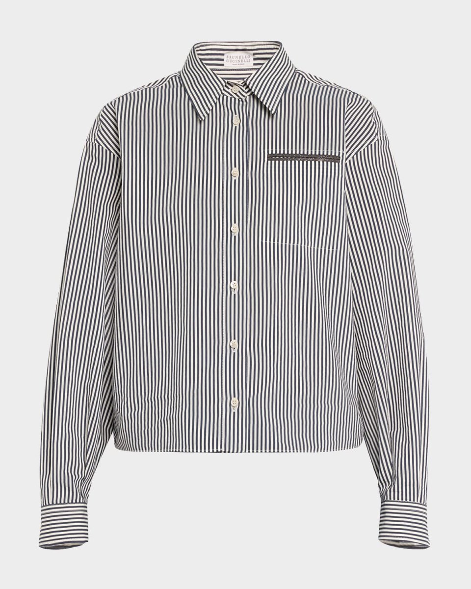 Striped Cotton Shirt With Monili Pocket