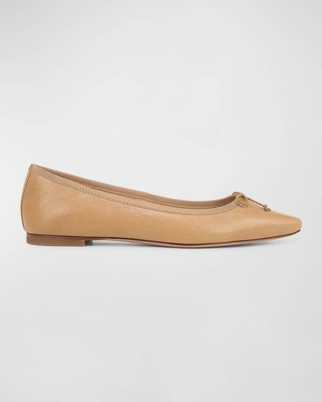 Catherine Leather Bow Ballerina Flats