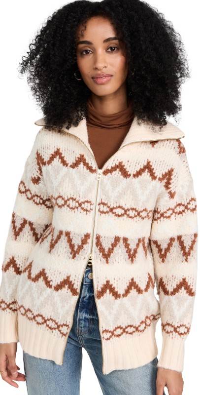 Varley Brooke Fair Isle Knit Jacket Whitecap Mountain Fairisle