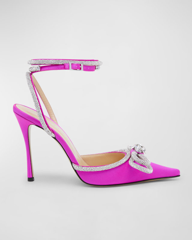 Strass Bow Double Ankle-Strap Pumps