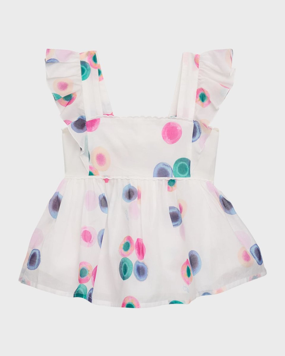 Girl's Fusion Dot Bow-Detail Blouse, Size 4-5
