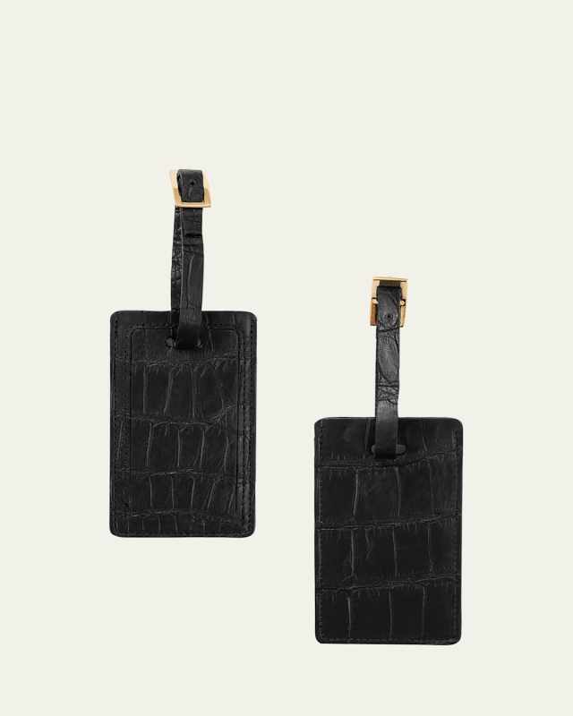 Alligator Leather Luggage Tag, Set of 2