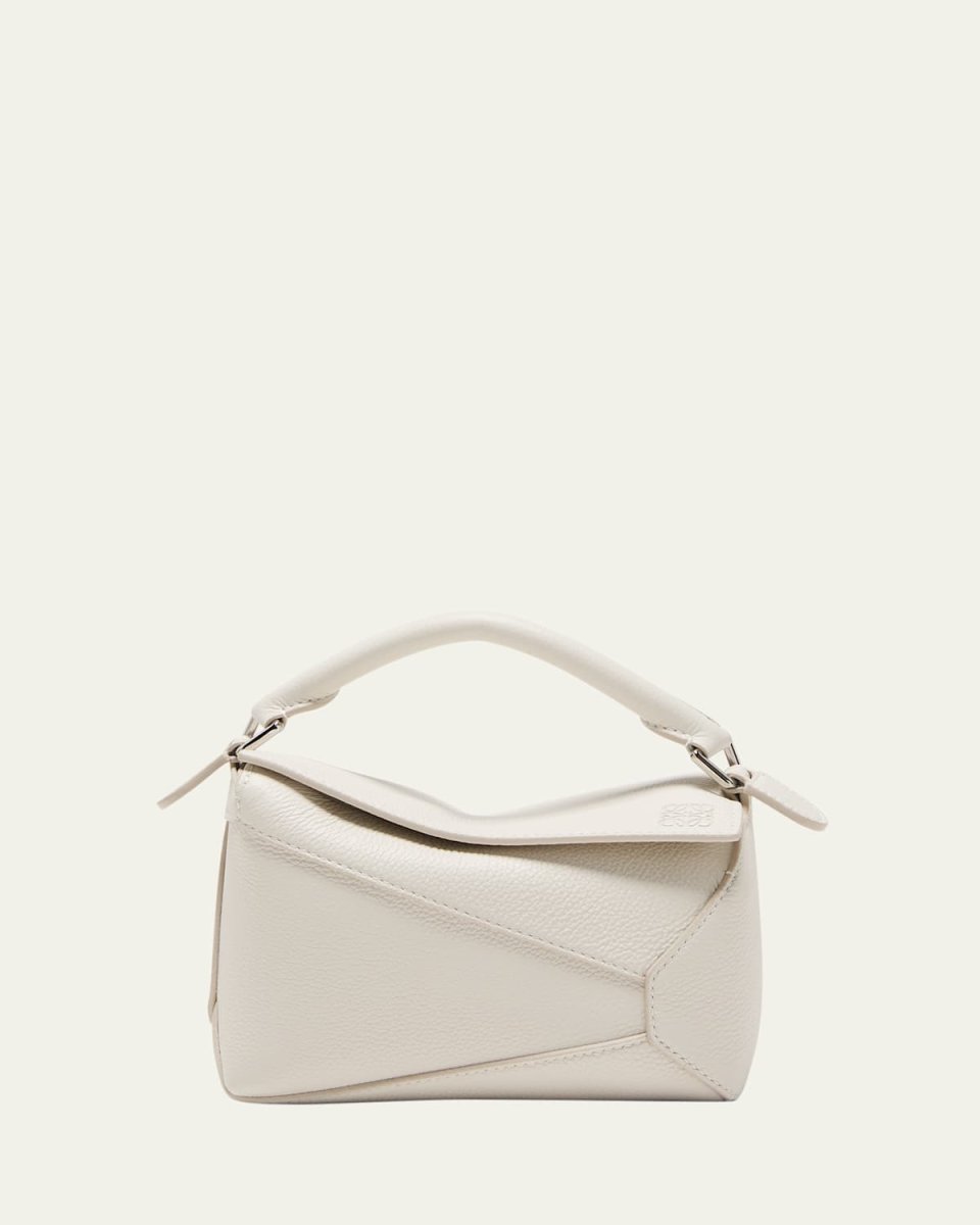 Puzzle Edge Mini Top-Handle Bag in Grained Leather