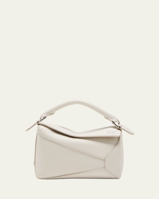 Puzzle Edge Mini Top-Handle Bag in Grained Leather