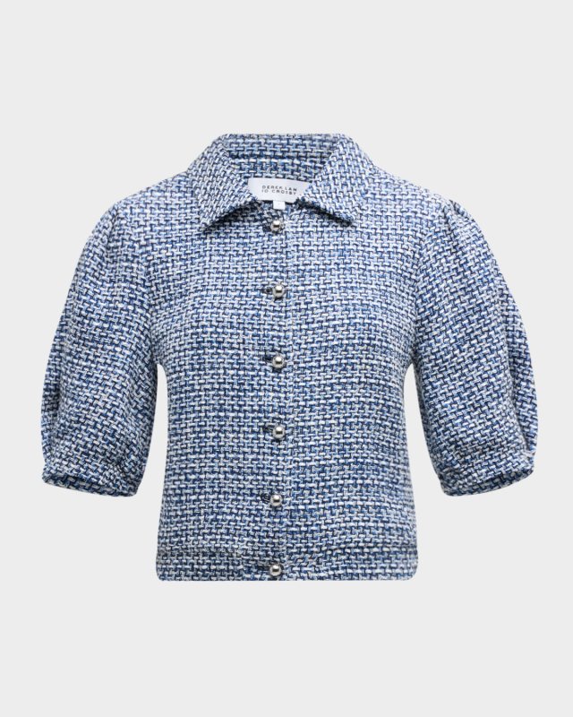 Lucas Puff-Sleeve Tweed Jacket
