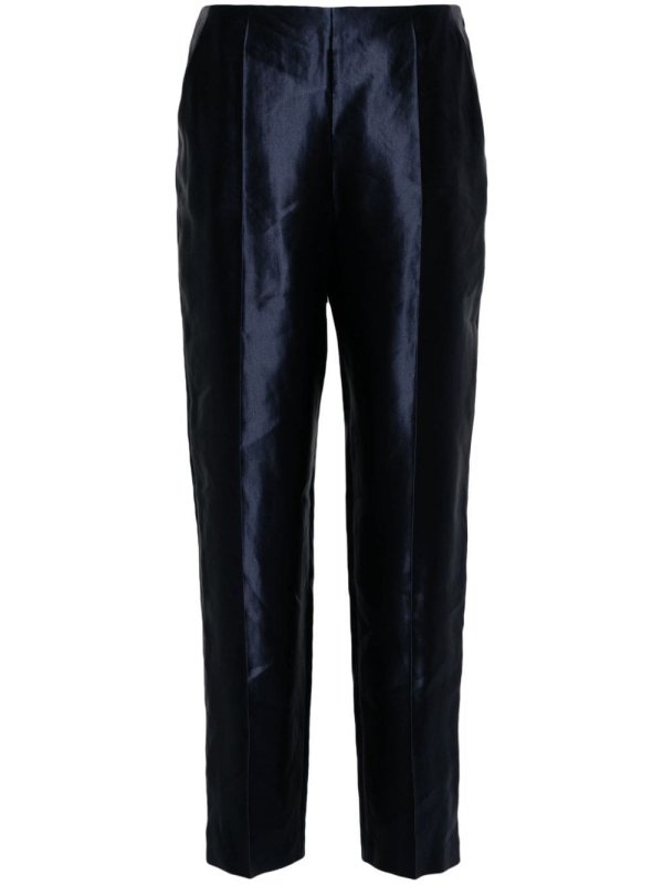 seam-detail satin trousers