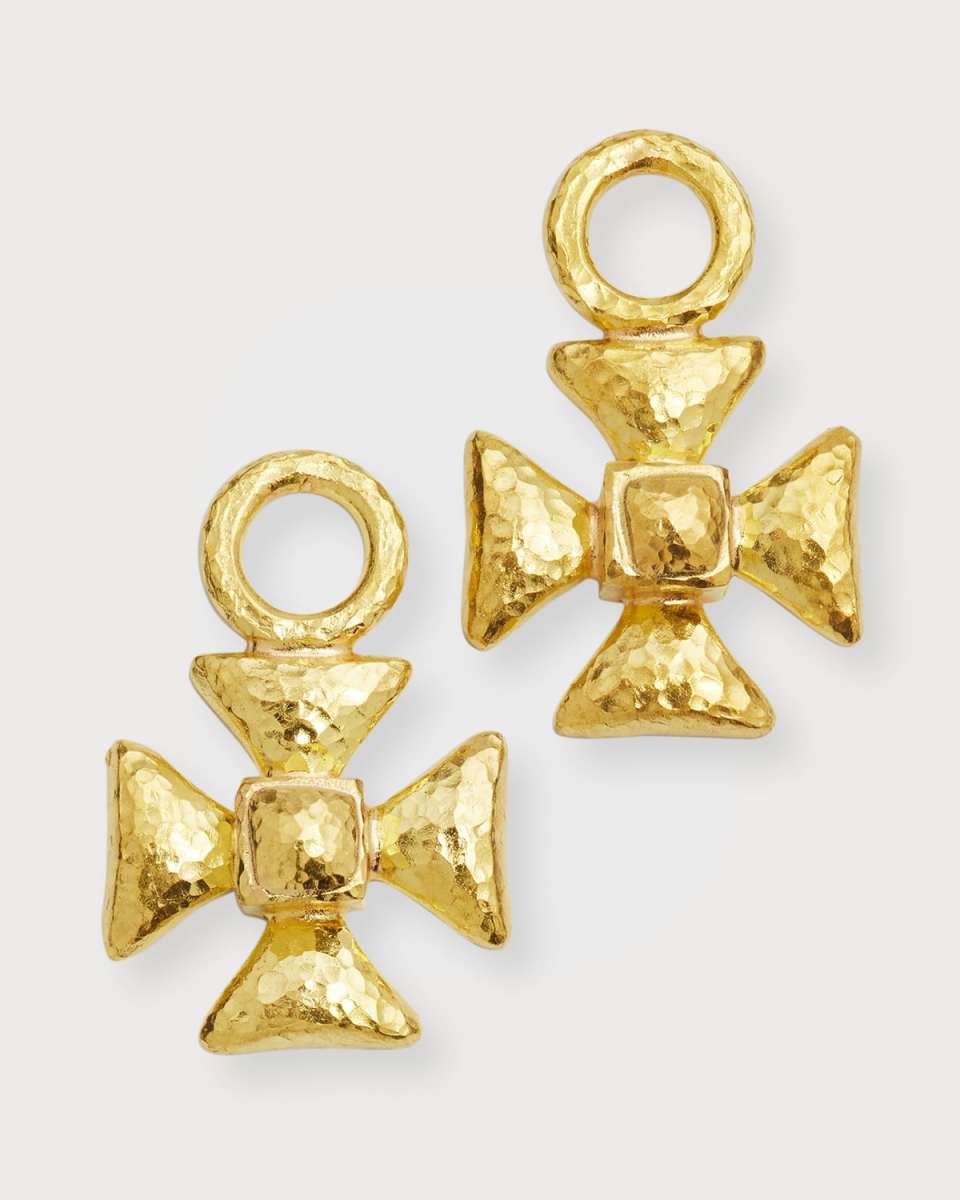 19k Maltese Cross Earring Pendants