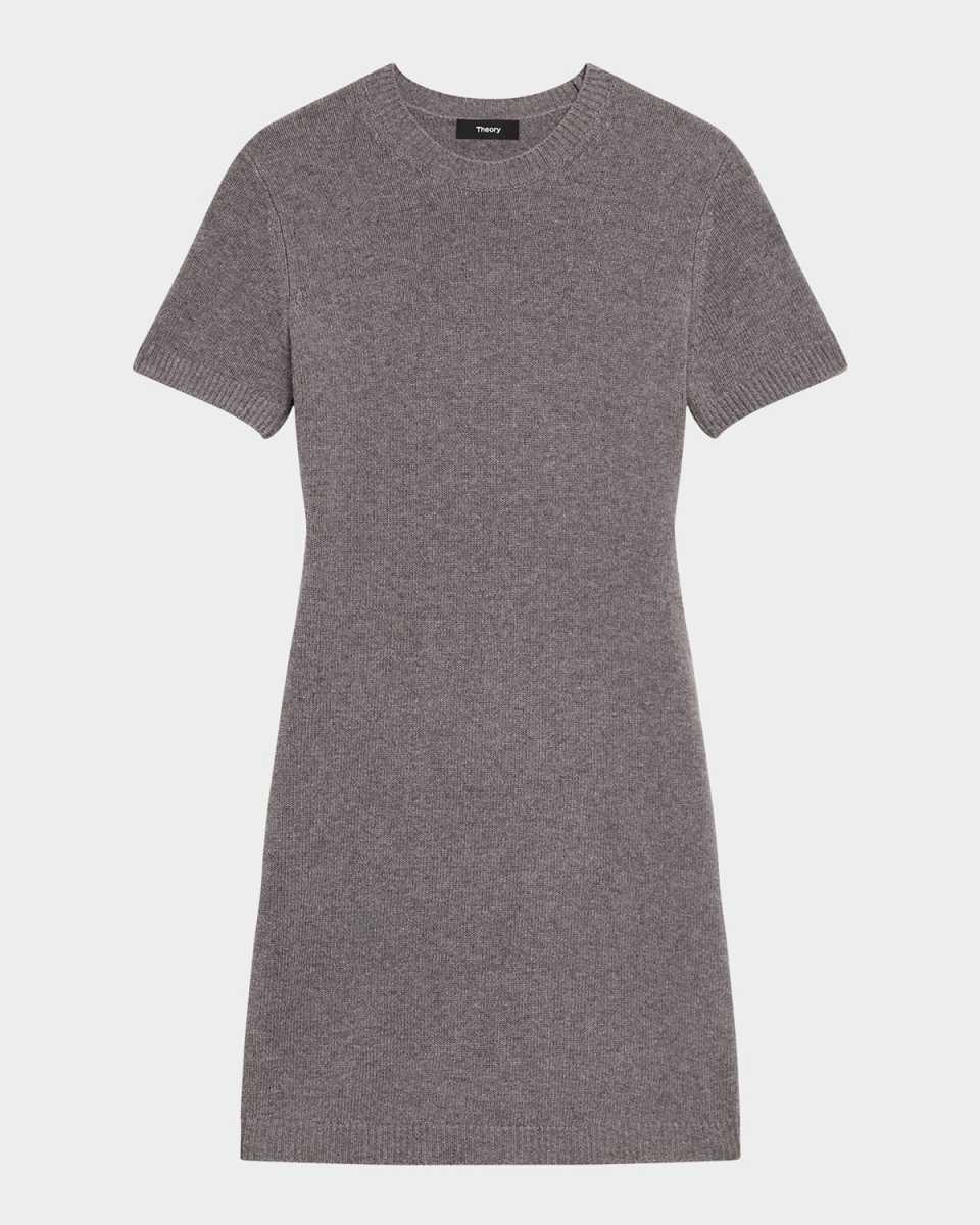 Crewneck Felted Wool-Cashmere Mini Sweater Dress