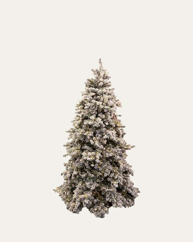 Snowy Royal Majestic Pine Pre-Lit Christmas Tree w/ Cluster Warm White LED Lights, 9'