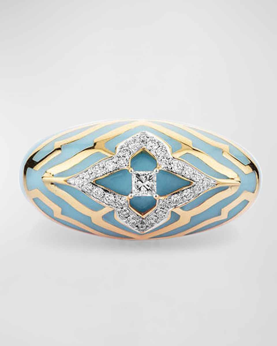 18Kt Yellow Gold Riva Blue Jodhpur Vivacious Ring, Size 7