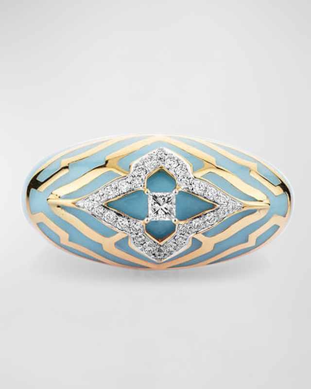 18Kt Yellow Gold Riva Blue Jodhpur Vivacious Ring, Size 7
