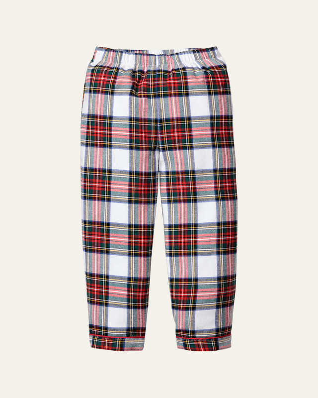 Kid's Balmoral Tartan-Print Pajama Pants, Size 6M-14