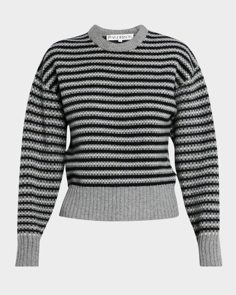 Stripe Jacquard Crewneck Sweater