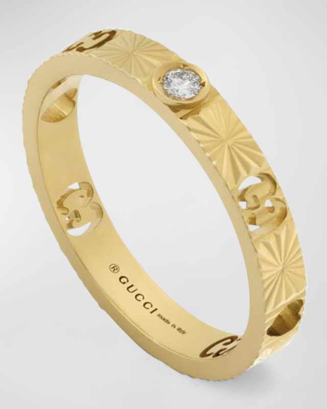 18k Yellow Gold Icon Diamond Heart Ring