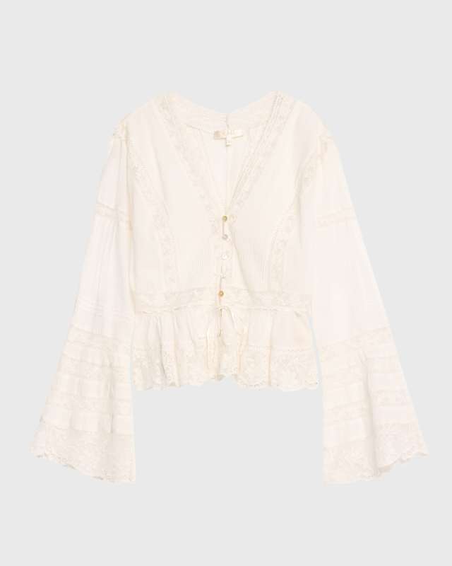 Mindy Cotton Lace Pintuck Blouse