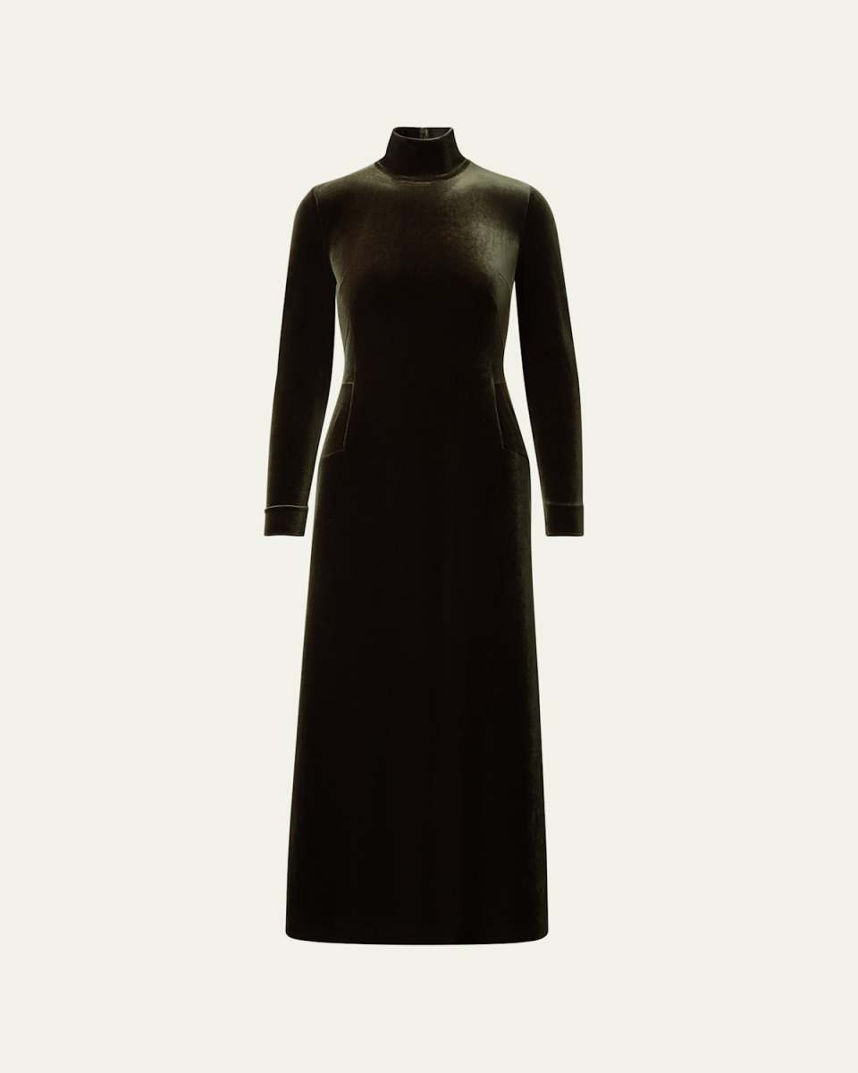 Fluid Velvet Mock-Neck Gown