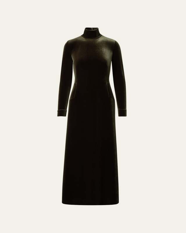 Fluid Velvet Mock-Neck Gown