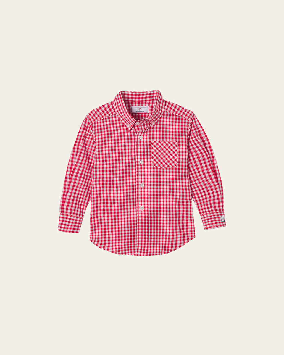 Boy's Owen Long-Sleeve Gingham Shirt, Size 2-14