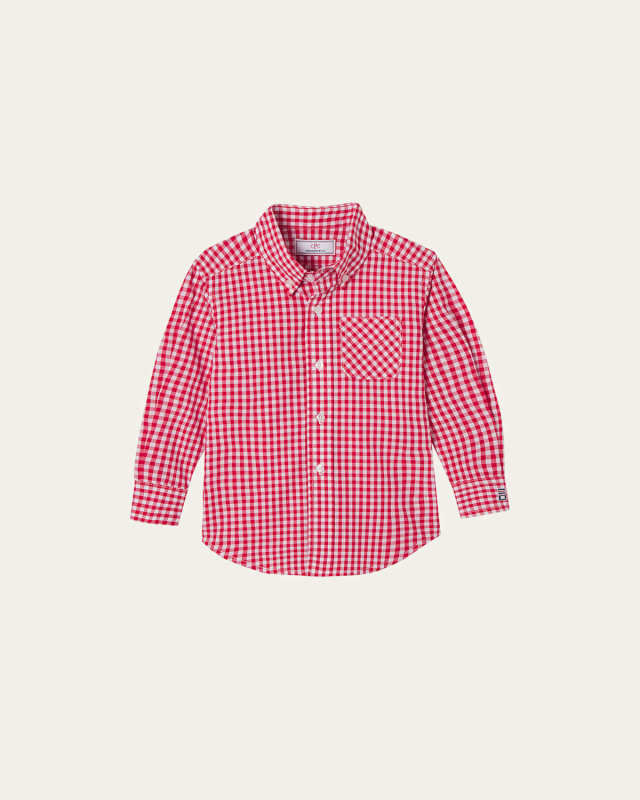Boy's Owen Long-Sleeve Gingham Shirt, Size 2-14