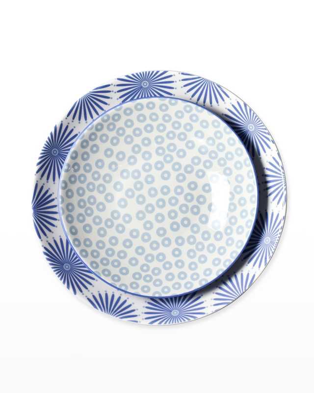 Iris Blue Burst Pip Mix Pasta Bowls, Set Of 2