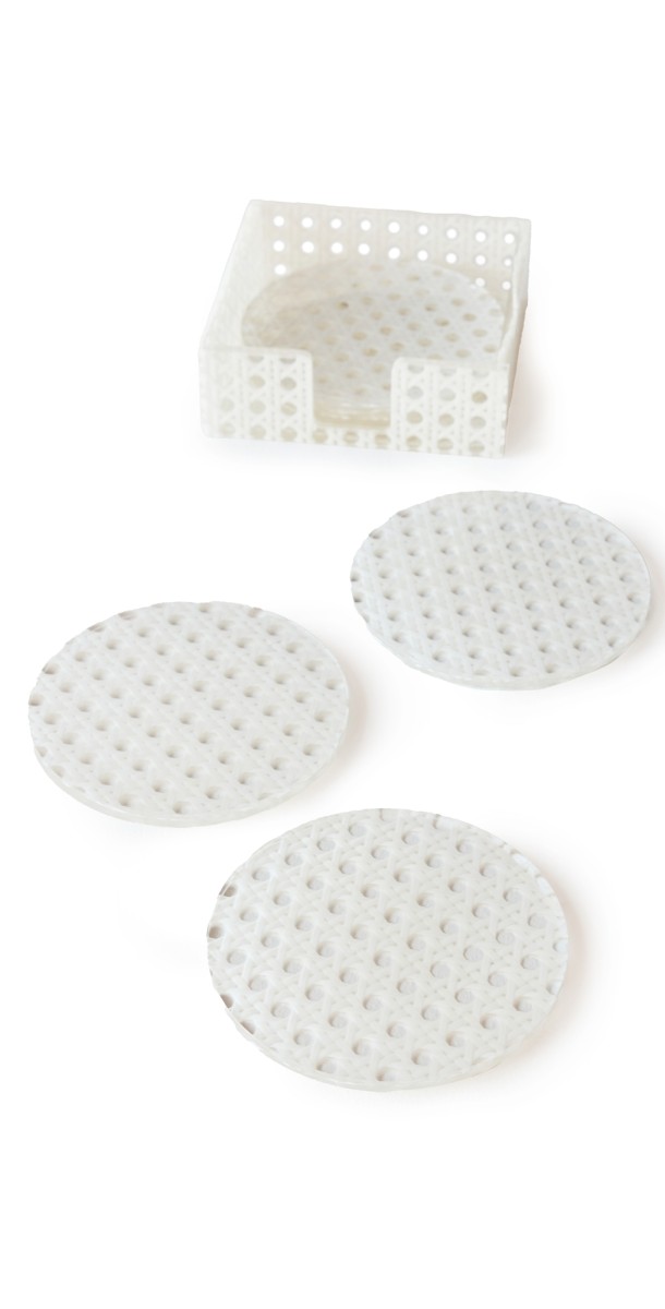 Kim Seybert Reed Coaster Set of 6 White
