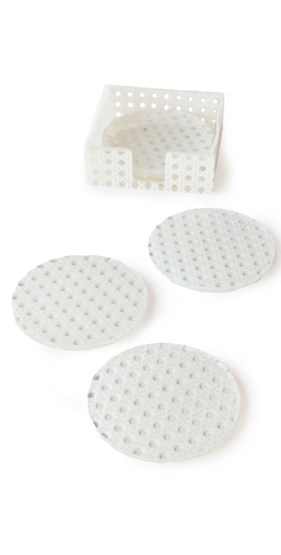 Kim Seybert Reed Coaster Set of 6 White