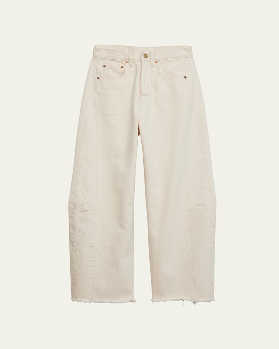 Lasso Cropped Wide Frayed Jeans