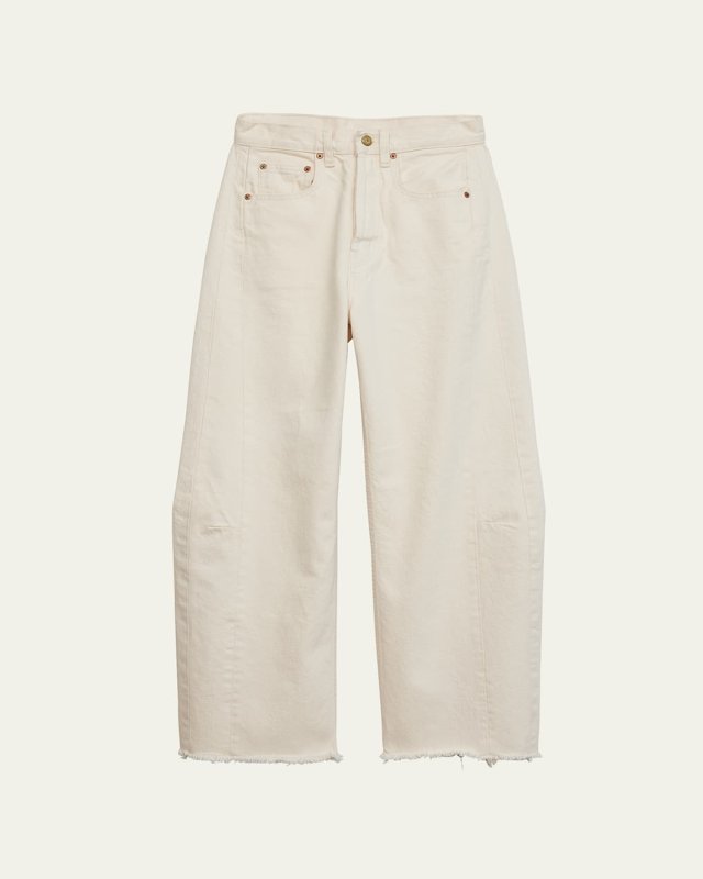 Lasso Cropped Wide Frayed Jeans