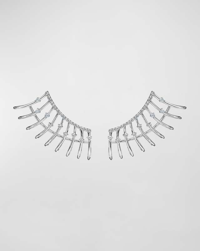 18K Luminus White Gold Wing Earrings with VS-GH Diamonds