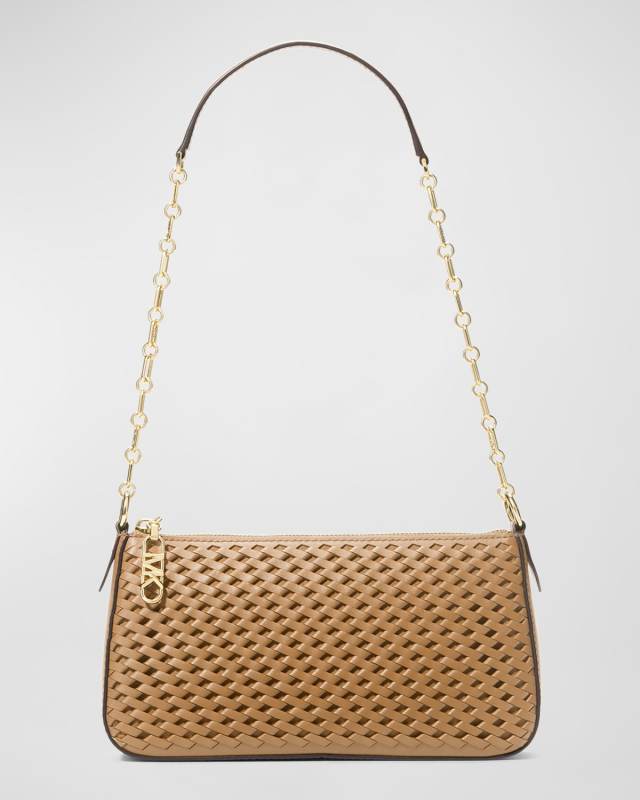 Empire Medium Woven Pouchette Shoulder Bag