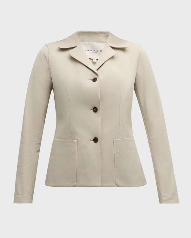Notched-Lapel Techno Stretch Twill Jacket