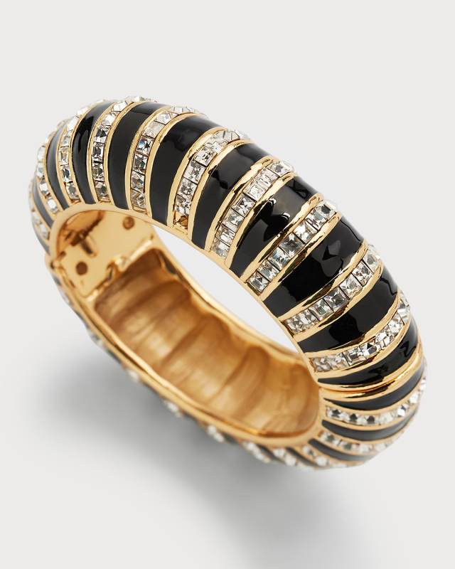 Enamel and Crystal Striped Bracelet