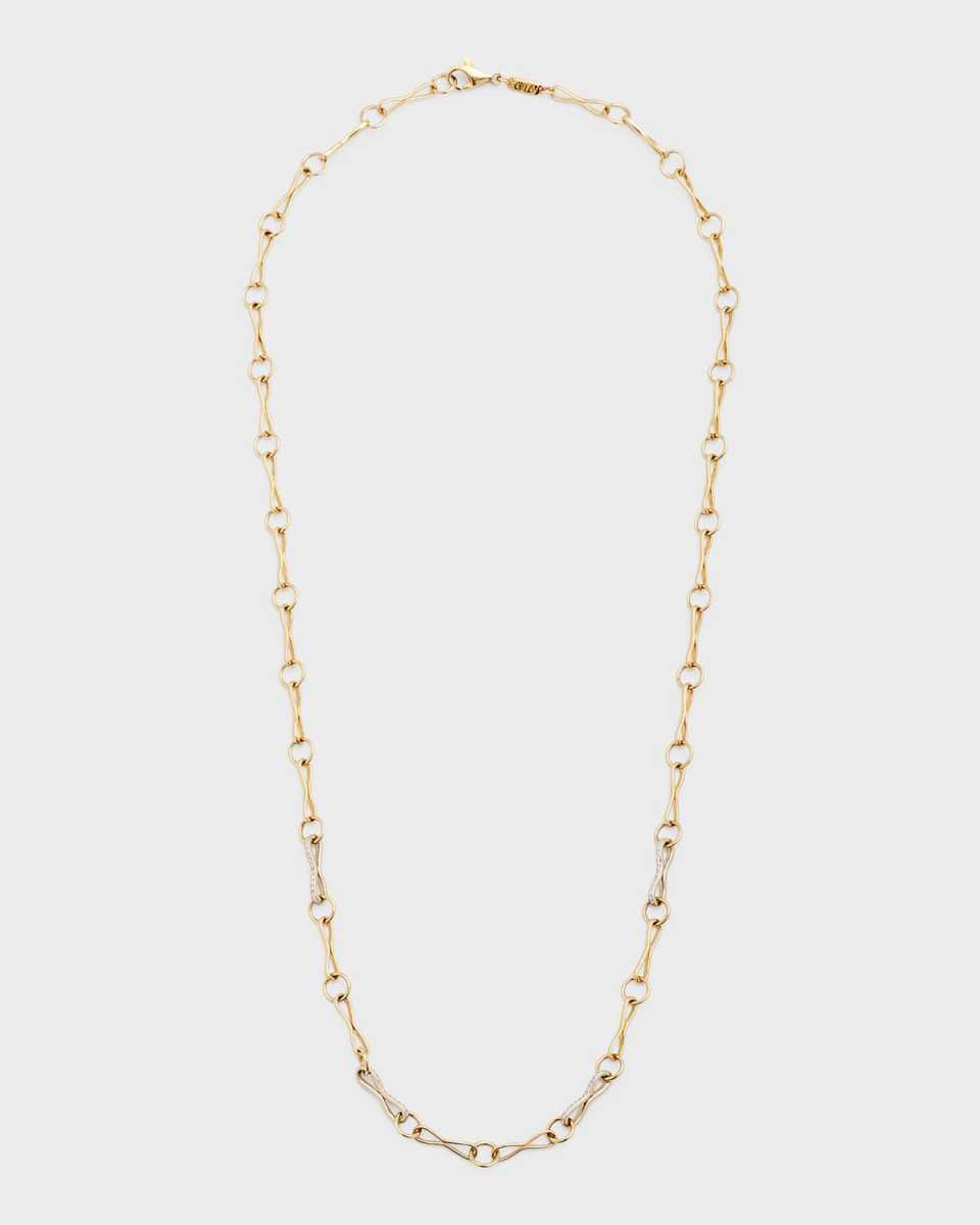 Large Circle Link Chain with Four Pave Links, 20"L