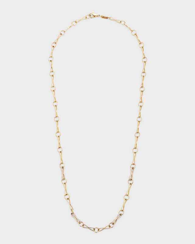 Large Circle Link Chain with Four Pave Links, 20"L