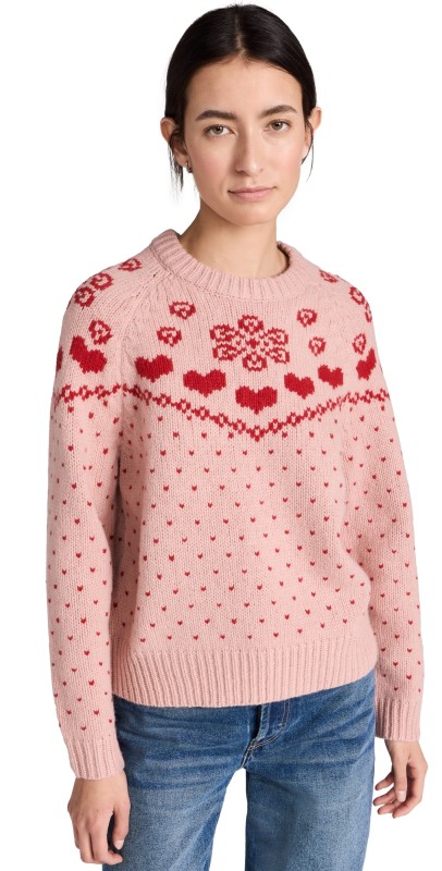 THE GREAT. The Sweetheart Pullover Blush w/ Cherry