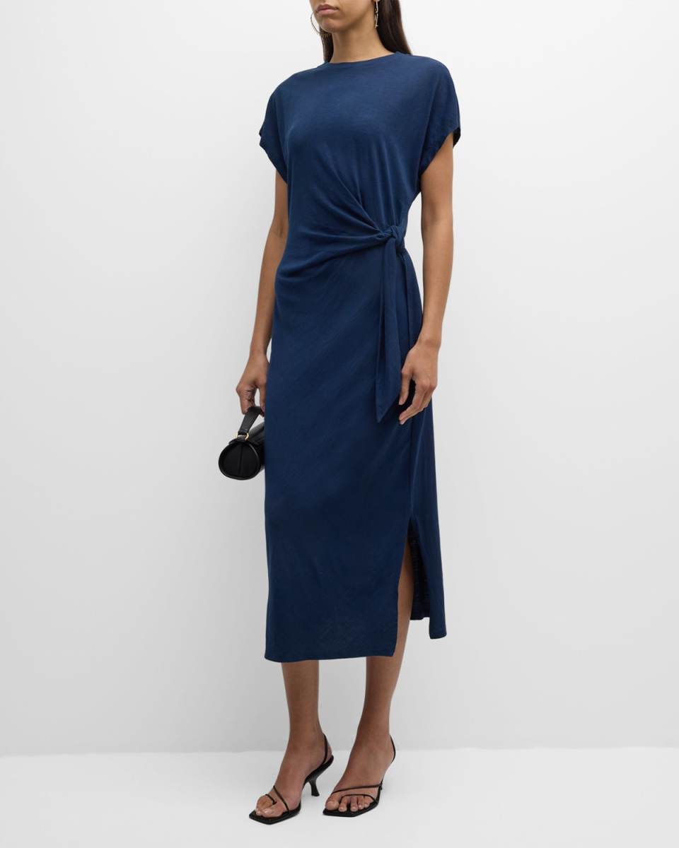 Vanina Cinched-Waist Organic Cotton Midi Dress