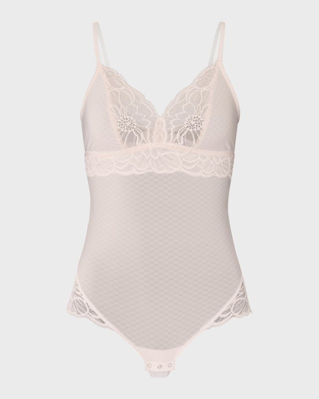 Marilyn Lace-Trim Open-Back Bodysuit