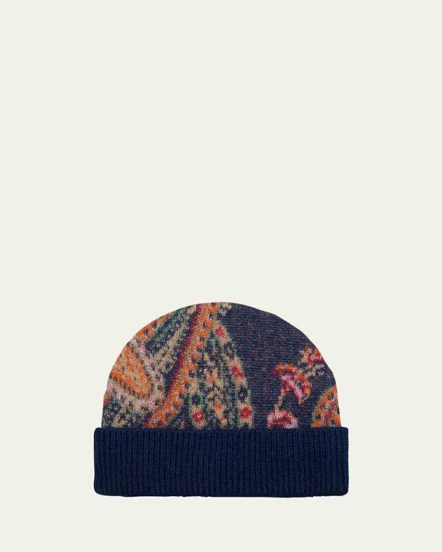 Paisley Knit Ribbed Beanie