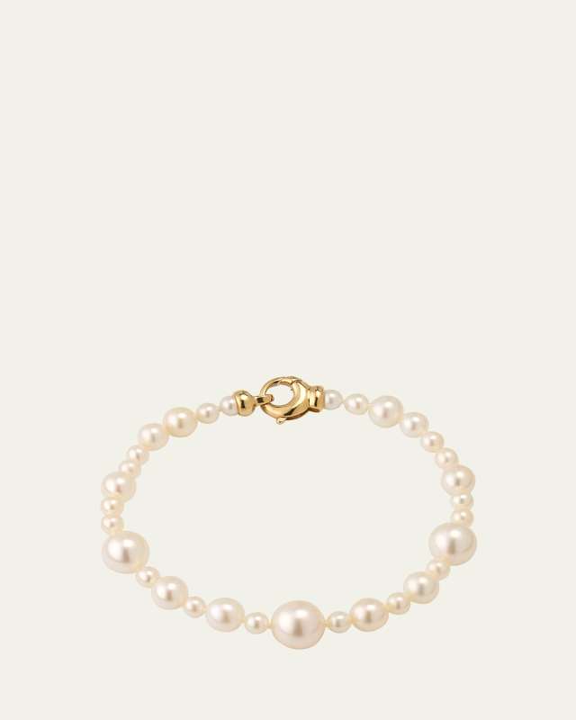14K Yellow Gold Multi-Size Freshwater Pearl Bracelet