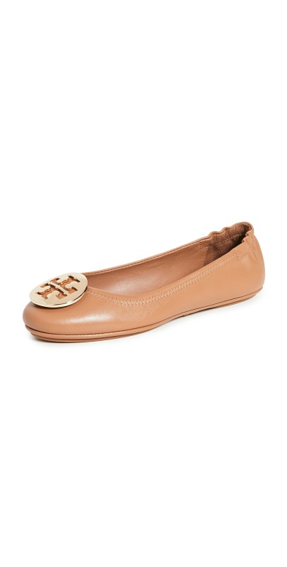 Tory Burch Minnie Travel Ballet Flats Royal Tan/Gold